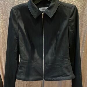Calvin Klein Women's Black Leather Zip Jacket NWT